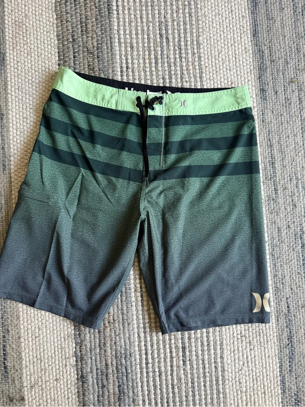Hurley Men’s Green Gradient Stripe Boardshorts